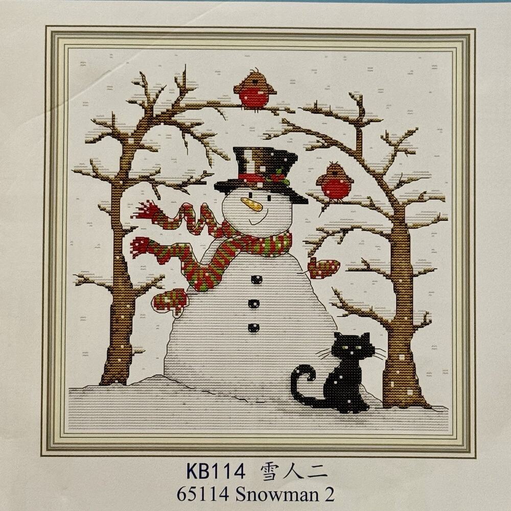 Joy Sunday Cross Stitch Kit 65114 Snowman 2 Pre-printed Fabric